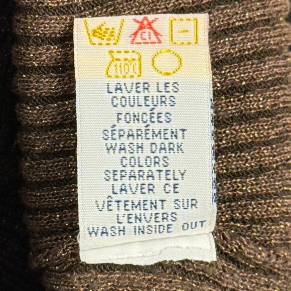 Reitmans Small Brown Metallic Lurex Ribbed Knit Mock Neck Long Sleeve Sweater - Picture 8 of 8